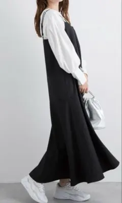 IENA &NAVY カーブネックワンピース ロング フレア ネイビー - メルカリ