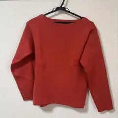 オレンジレッド 長袖ニット