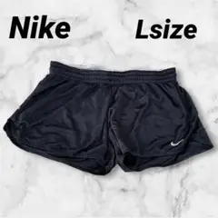 Nike 【L】ブラックトレーニングパンツ ウエストゴム ショート丈黒 ロゴ入り