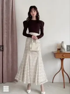 GRLチェック柄オーガンジーマーメイドスカート[tw1230]