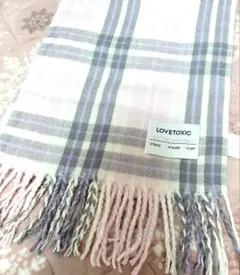 高学年女子 LOVETOXIC パステルピンク チェックマフラー Fサイズ