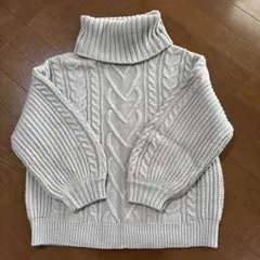 (最終値下げ品)INGNIグレー ケーブルニット タートルネックセーター