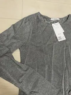 DISCOAT ラメシルバー 長袖薄手Tシャツ