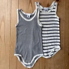 PETIT BATEAU ストライプ ベビー肌着 2枚セット 18m
