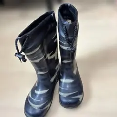 迷彩デザイン 長靴 ブラック グレー21cmEE