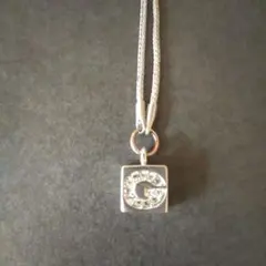 GIVENCHY Gロゴネックレス　ラインストーン　ヴィンテージ　シルバー　9㎜