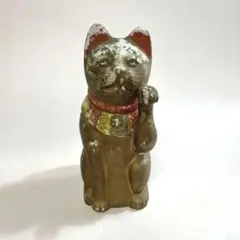 骨董　古作　招き猫　色絵磁器人形　金のまねき猫　ラッキーキャット　縁起物　民芸