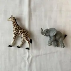 動物 ミニチュア フィギュア 2点セット（キリン・ゾウ） インテリア 置物