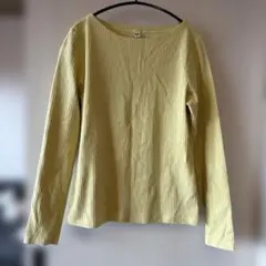 UNIQLO リブボートネック Tシャツ 長袖 イエロー L レディース