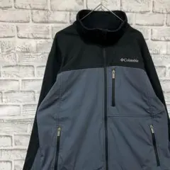 コロンビア　ソフトシェルジャケット！グレーL ロゴ刺繍アウトドア1120
