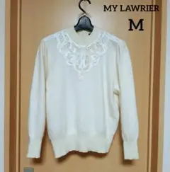 MY LAWRIER アンゴラ モヘア セーター レトロ アイボリー レース M