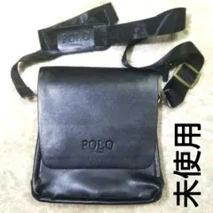未使用 POLO VIDENG ブラック ショルダーバッグ レザー