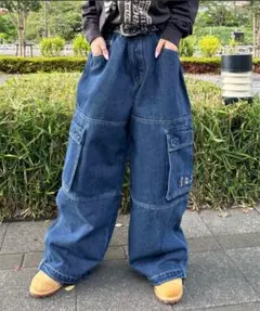 sedacle デニムカーゴパンツ カラフル刺繍