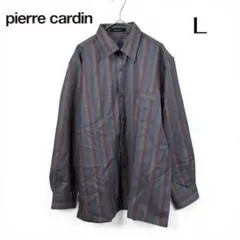 pierre cardin シャツ メンズ LL ストライプ カジュアル ウール