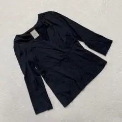 Shilla カシュクールトップスVネックブラック7分袖M