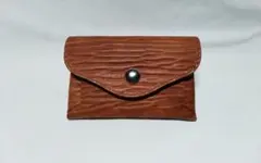 ハンドメイド　牛ヌメ革　カード入れ　金具シルバー