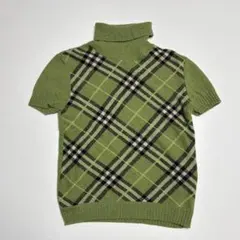 美品 バーバリー ブルーレーベル チェック タートル半袖ニット M