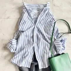 フランクアンドアイリーン　しわ加工　コットン100 長袖スキッパーシャツ