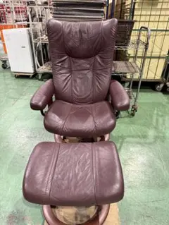 状態良好】エコーネス オーバルオットマン 本革 廃盤 2WAY テーブル