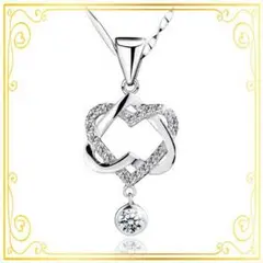 新品・送料無料 ( シルバー ) ダブルハートネックレス チェーン  プレゼント