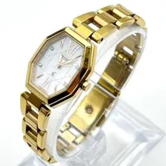 良品 シチズン 時計 XC 4Pダイヤ ソーラー オクタゴン ゴールド