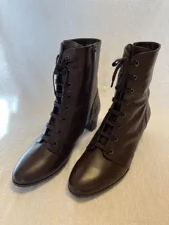 極美品：REGALダークブラウン レースアップブーツ 中ヒール