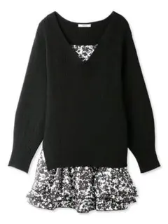 スナイデル デザインフリルレイヤードニットワンピース