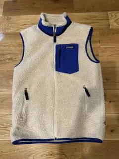 patagonia フリースベスト Sサイズ アイボリー/ブルー