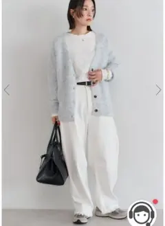 【新品】 BONJOUR SAGAN アルパカタッチディープVカーディガン