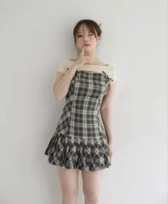 andmary Karen check mini dress beige - メルカリ