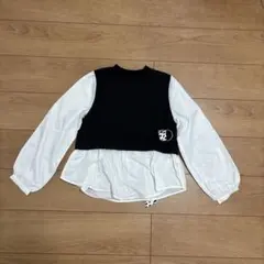 【即購入可❗️】レイヤード長袖シャツ 黒白