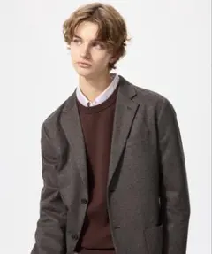 新品　ユニクロ　ブラッシュドジャージージャケット　ダークブラウン　4XL