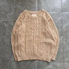 ニット セーター ケーブル編み アラン風 カジュアル アイボリー ベージュ M
