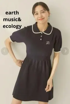 earth music&ecology ワンポイントポロワンピース ネイビー Fのサムネイル