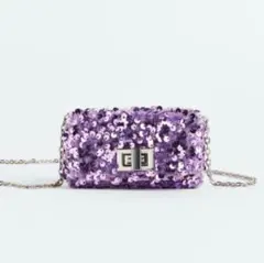 【H&M】即日発送◎ パープル スパンコール ショルダーバッグ