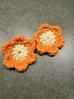【ハンドメイド】お花のキッズヘアゴム 2個セット オレンジ