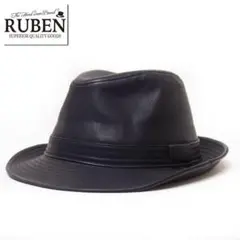 新品 RUBEN ルーベン エコレザー PU 中折れハット ブラック