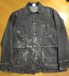 80s〜90s vintage CAT 先染め ブラック デニム カバーオール