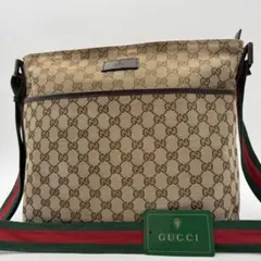GUCCI グッチ　GG キャンバス　レザー　シェリーライン　ショルダーバッグ