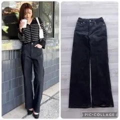 神戸レタス 岡部あゆみ ワイドストレートデニム ブラックXS