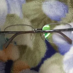 シルバー メタルフレーム 度入り長方形メガネ