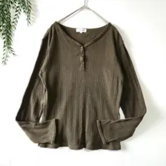 スタイルベーシック『Ｌ』オリーブグリーン 長袖 リブ カットソー