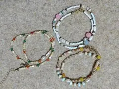 カラフルビーズのネックレス3点セット