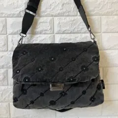 デシグアル　desigual デニム　花柄　刺繍　デニム　ショルダーバッグ
