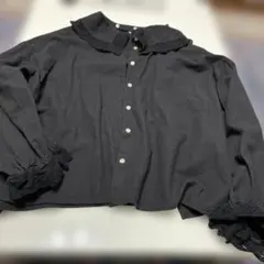 Samansa Mos2 レース襟 長袖ブラウス ブラックのサムネイル