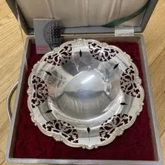 純銀 宮内庁御用達 宮本商行 スターリングシルバー 透かし銀皿 箱付 約