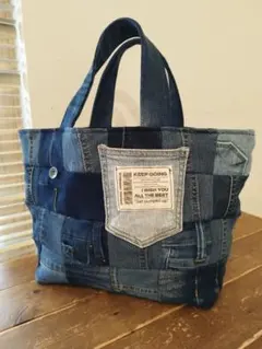 No.1311ハンドメイド★トートバッグ★デニムリメイク★パッチワーク
