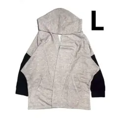 ドルマンスリーブ パーカー 薄手アウター スウェット フーディ 春服 バイカラー