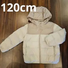ユニクロ　ホワイト/ベージュ 中綿コート フード付き