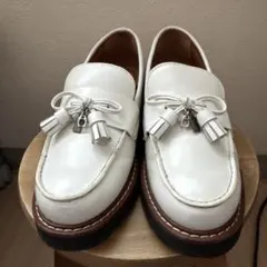 コーチ★ホワイトレザー タッセルローファー5.5